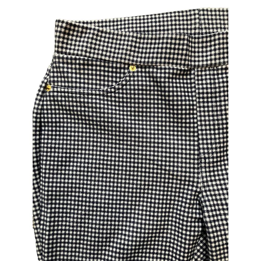 Michael Kors Womens Navy/White Checkered Skinny Pull-On High-Rise Pants | Size L - Picture 7 of 10